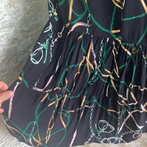 Zara Blue & Green Chain Link Collared Dress Size S - Picture 11 of 14